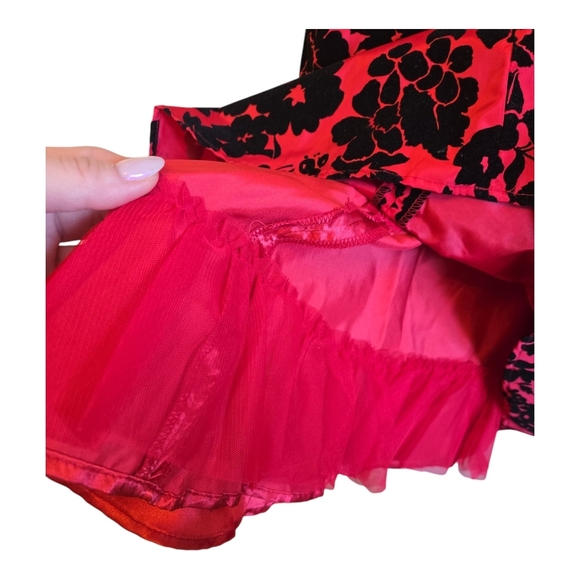 THE CHILDREN PLACE Velvet Floral Red and Black Dress - Picture 7 of 7